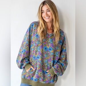 NWOT Natural Life Floral Oversized Printed Hoodie
